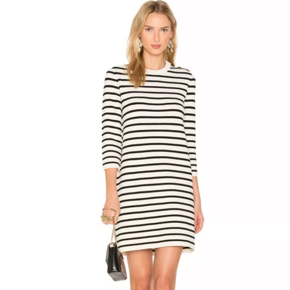 Theory Black and White Striped Dress - Picture 2 of 8